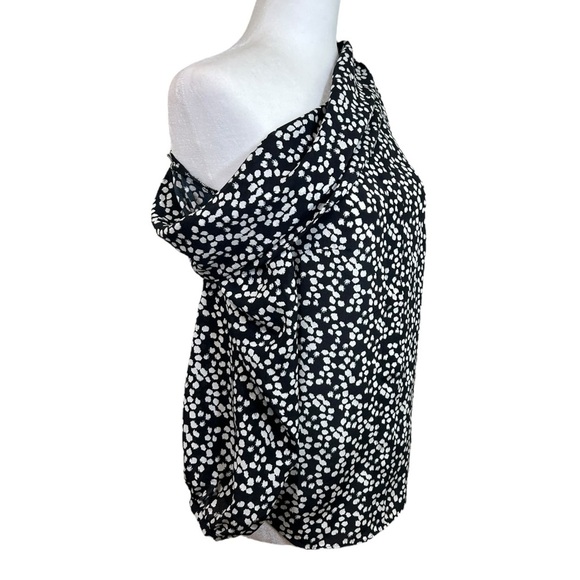 SALONI - NWT Women’s ‘Ness’ Silk Off-Shoulder Top in Mono Knots, Black Size 0 US - Picture 7 of 15